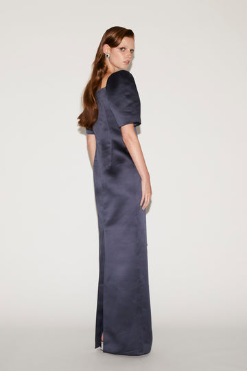 DEA GOWN MIDNIGHT EMBROIDERED DUCHESSE