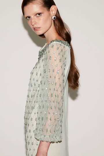 MELODY GOWN MINT EMBROIDERED TULLE