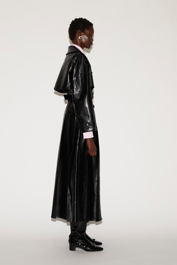 CARA TRENCHCOAT BLACK FAUX LEATHER