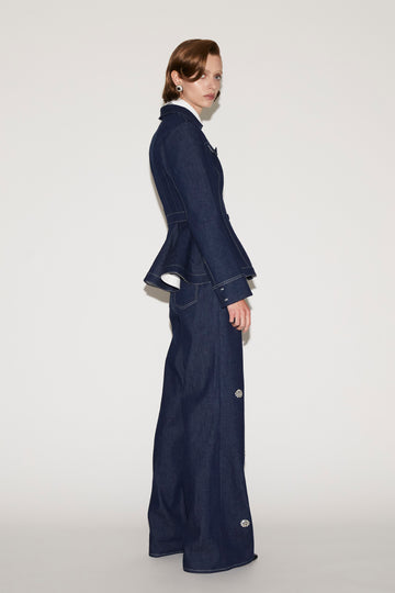 GHIDA TROUSERS INDIGO EMBROIDERED DENIM