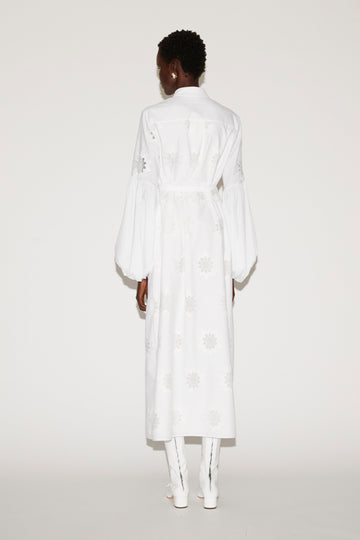 LOTTIE DRESS WHITE EMBROIDERED COTTON