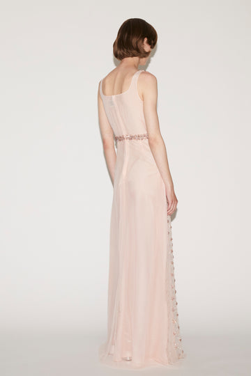 BEA GOWN PALE PINK EMBROIDERED TULLE