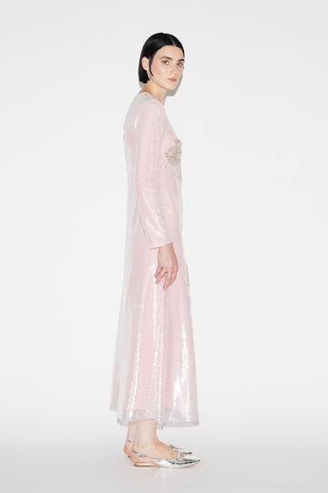 EDEN DRESS PINK EMBROIDERED SEQUINS