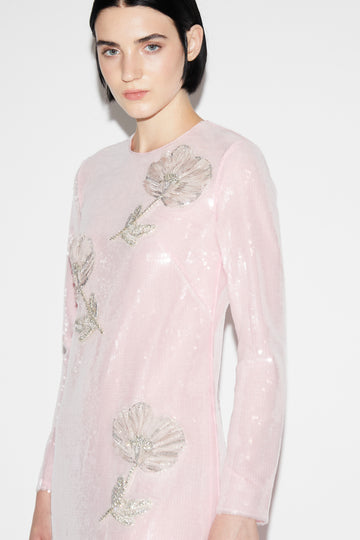 EDEN DRESS PINK EMBROIDERED SEQUINS