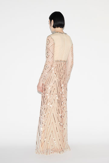 DELPHI GOWN NUDE EMBROIDERED TULLE