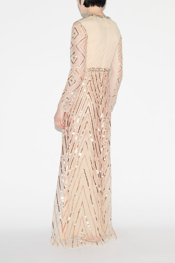 DELPHI GOWN NUDE EMBROIDERED TULLE