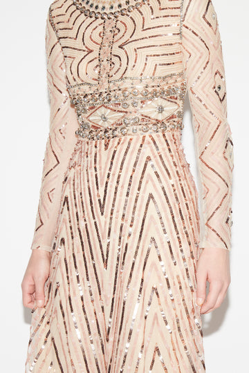 DELPHI GOWN NUDE EMBROIDERED TULLE