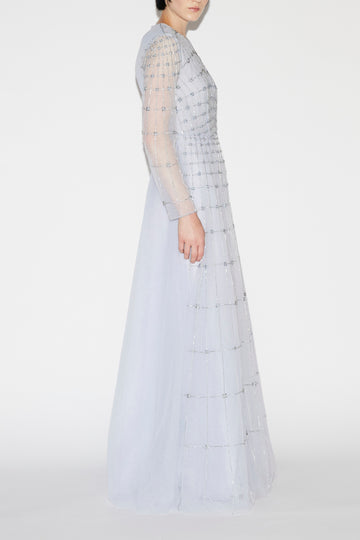 ANISSA GOWN PALE BLUE EMBELLISHED TULLE