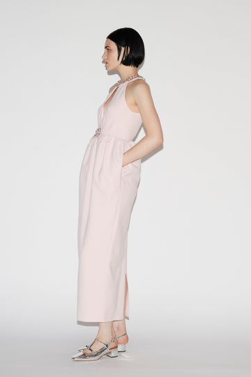 HARLEE DRESS PINK EMBROIDERED CREPE