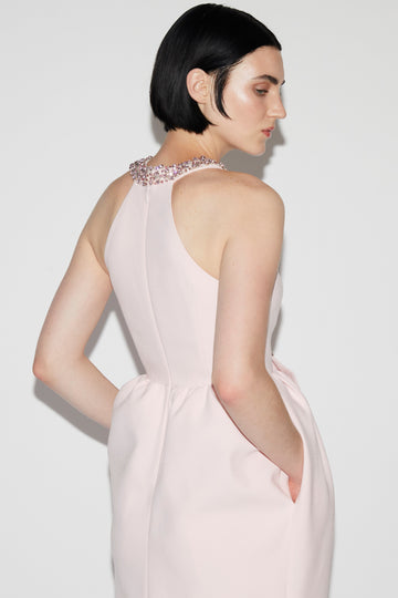 HARLEE DRESS PINK EMBROIDERED CREPE