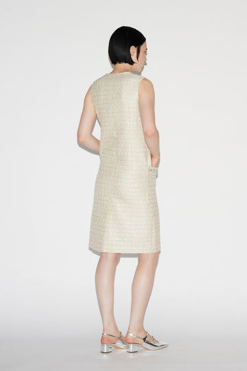NIA DRESS GOLD EMBROIDERED TWEED