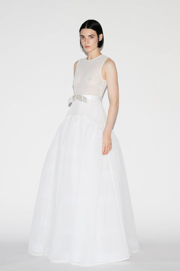 JODIE GOWN WHITE GRAPHIC GUIPURE