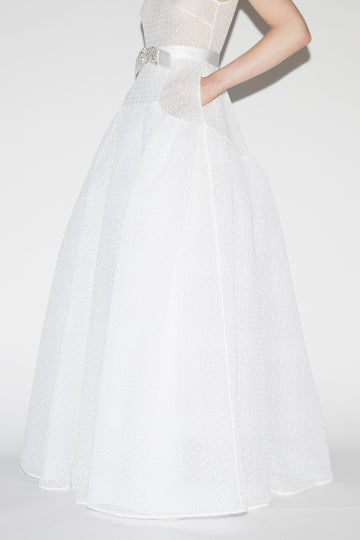 JODIE GOWN WHITE GRAPHIC GUIPURE