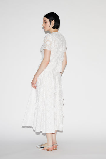 LEE SKIRT WHITE EMBROIDERED COTTON