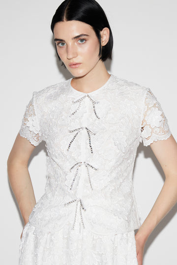 CLAUDINE TOP WHITE EMBROEIDERED COTTON