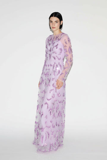 AMANDA GOWN PURPLE EMBROIDERED TULLE