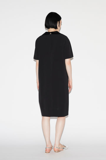 NORI DRESS BLACK EMBROIDERED CREPE