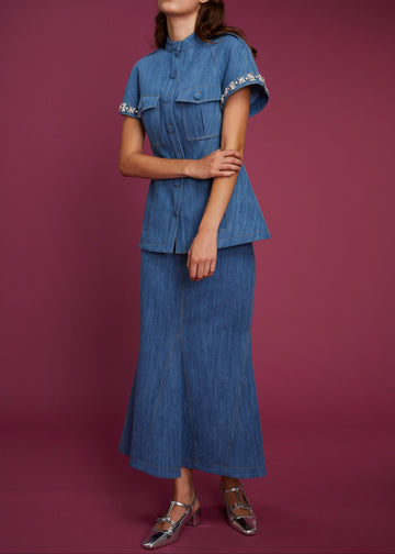 huishan zhang denim dress Huishan Zhang Darla Denim Midi Dress In Navy - 23% Off