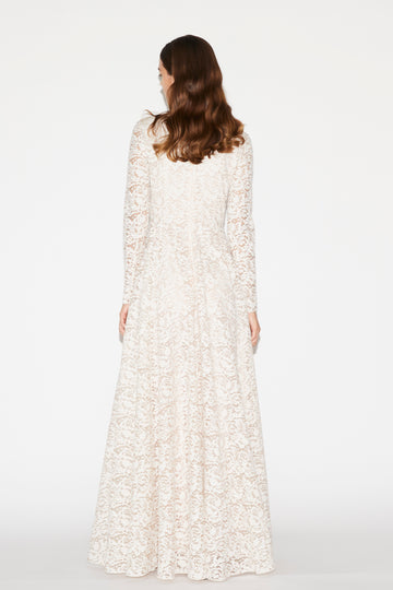 ANISSA GOWN PALE PINK EMBROIDERED LACE
