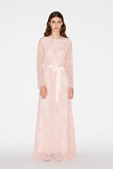 MAUREEN GOWN PINK EMBROIDERED TULLE