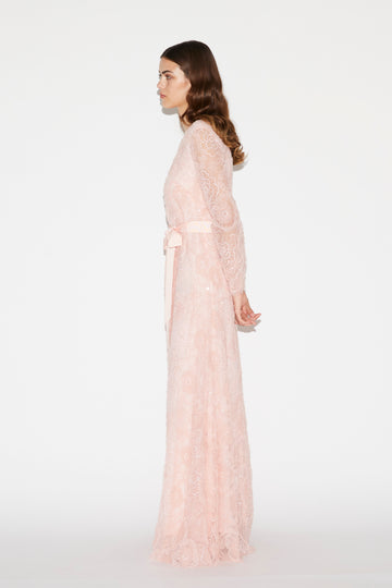 MAUREEN GOWN PINK EMBROIDERED TULLE