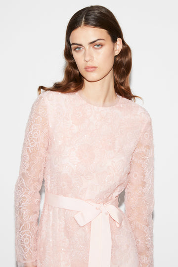 MAUREEN GOWN PINK EMBROIDERED TULLE