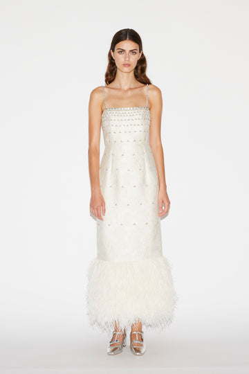 ASTRA DRESS WHITE EMBELLISHED JACQUARD