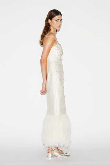 ASTRA DRESS WHITE EMBELLISHED JACQUARD