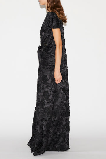 RANIA GOWN BLACK CUTWORK DUCHESSE