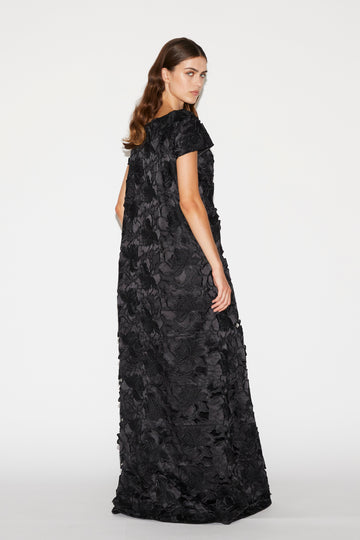 RANIA GOWN BLACK CUTWORK DUCHESSE