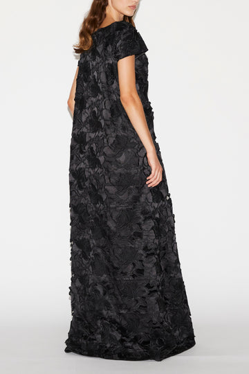RANIA GOWN BLACK CUTWORK DUCHESSE