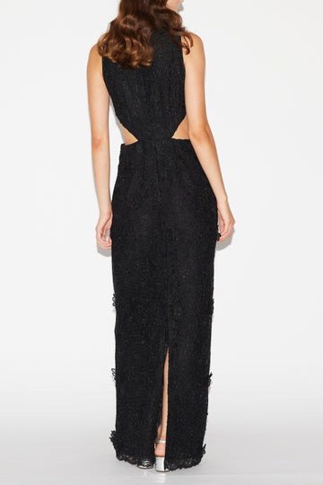 SAFFI GOWN BLACK EMBROIDERED COTTON