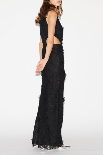 SAFFI GOWN BLACK EMBROIDERED COTTON