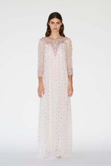 LEONA GOWN PINK EMBROIDERED TULLE
