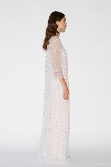 LEONA GOWN PINK EMBROIDERED TULLE