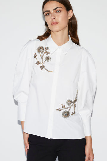 VEDA TOP WHITE EMBROIDERED COTTON