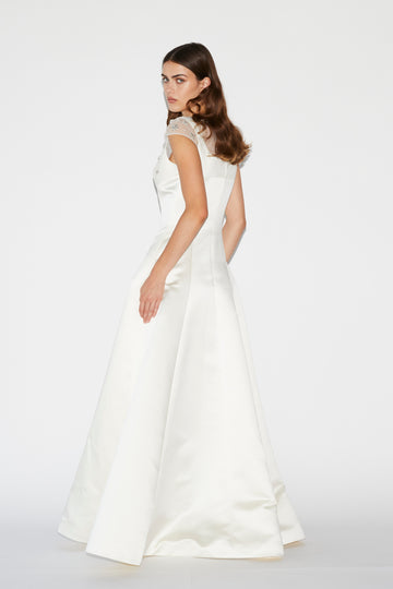 MARGO GOWN IVORY EMBROIDERED DUCHESS