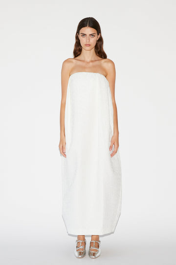 INGRID DRESS WHITE JACQUARD