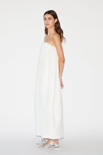 INGRID DRESS WHITE CLOQUE