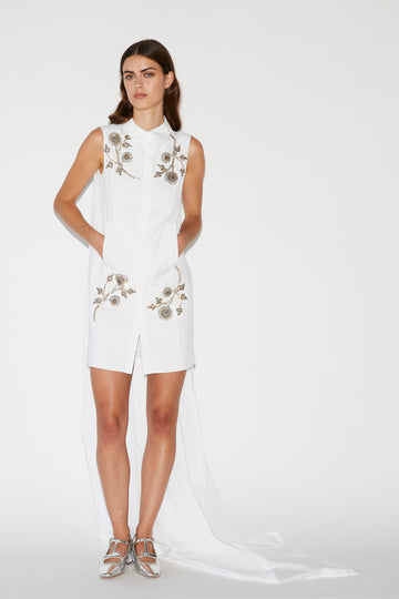 BIRDIE DRESS WHITE EMBROIDERED COTTON