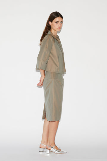 CANSU JACKET ASH GREEN COTTON GABARDINE