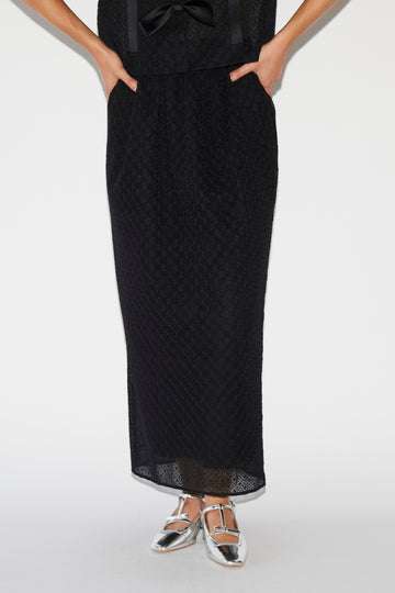 TIANA SKIRT BLACK GRAPHIC GUIPURE