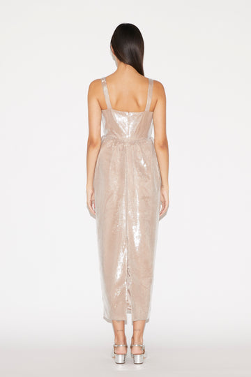 ESMERALDA DRESS NUDE EMBROIDERED SEQUINS