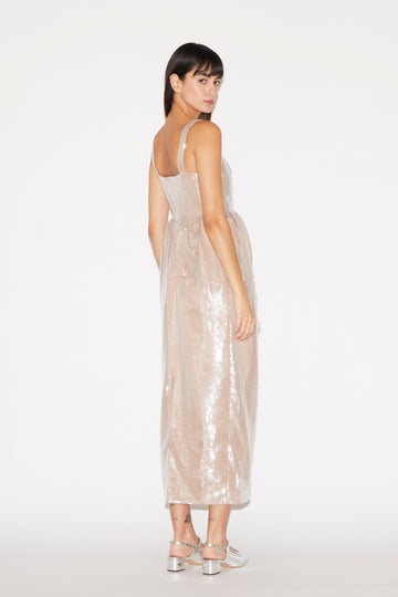 ESMERALDA DRESS NUDE EMBROIDERED SEQUINS