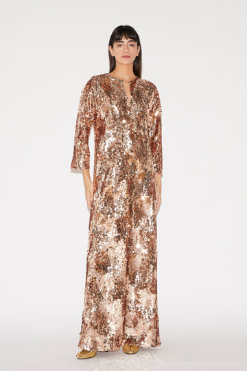 DONATELLA DRESS GOLD EMBELISHED