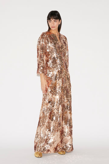 DONATELLA DRESS GOLD EMBELISHED