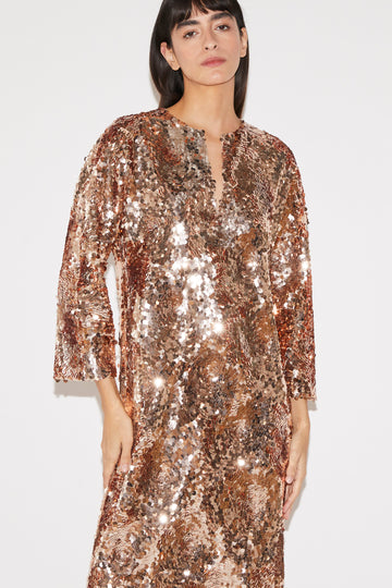 DONATELLA DRESS GOLD EMBELISHED
