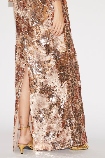 DONATELLA DRESS GOLD EMBELISHED