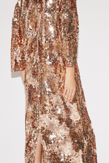 DONATELLA DRESS GOLD EMBELISHED