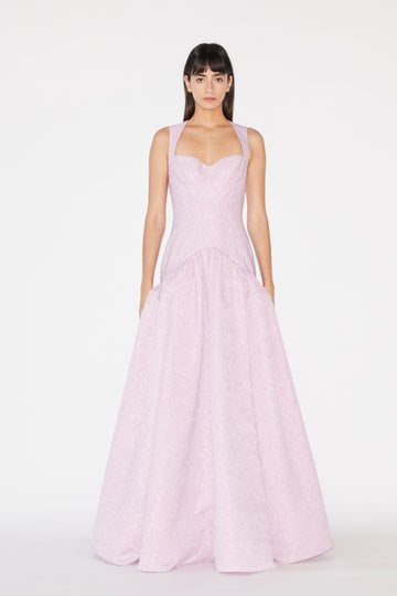 IZZY GOWN PURPLE CLOQUE